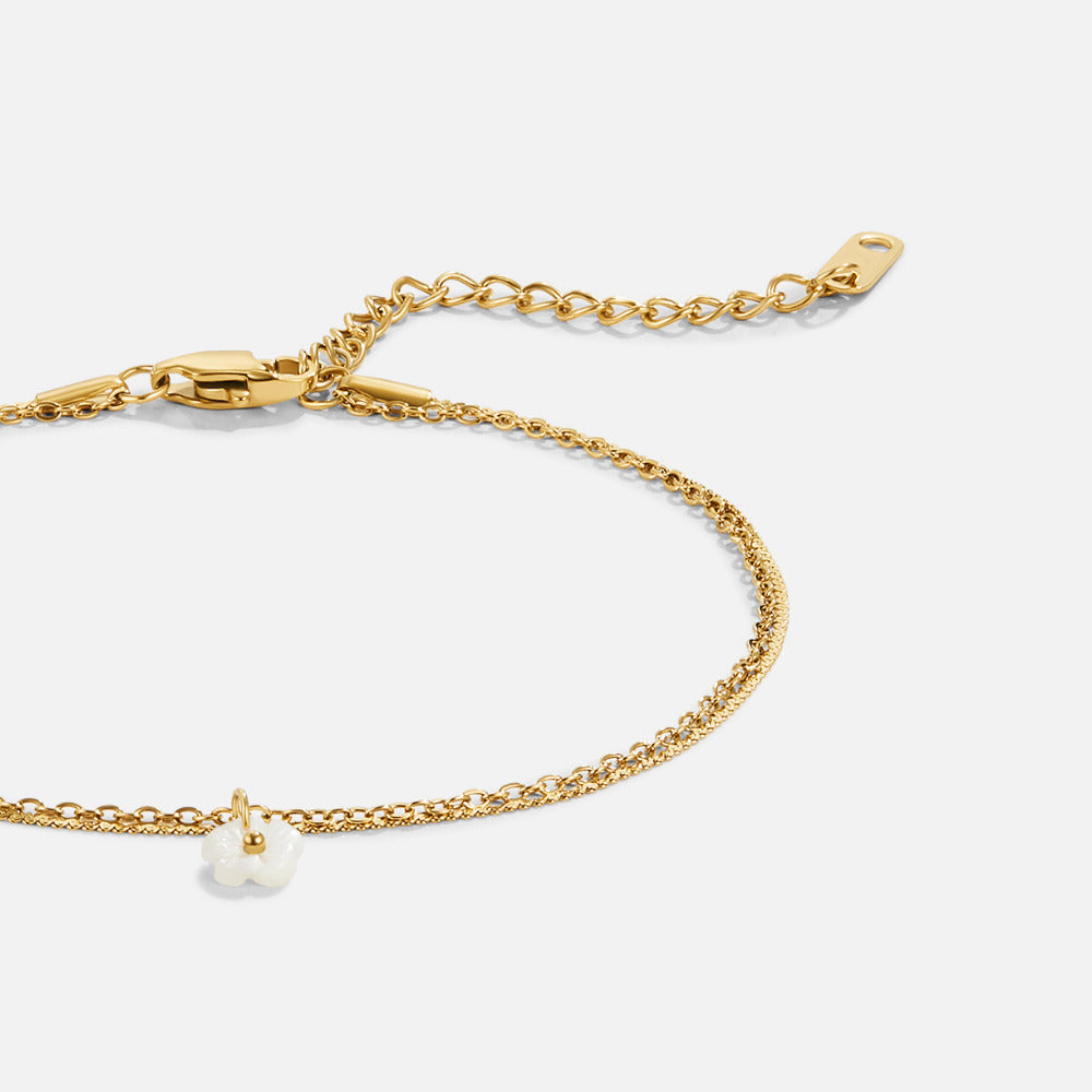 White Petal Shell Layered Anklet