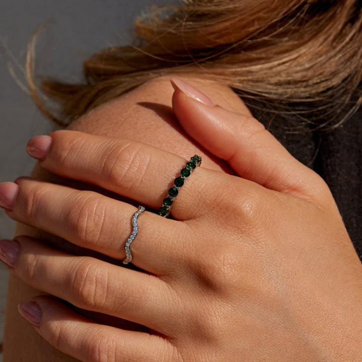 Emerald Beauty Silver Crystal Ring