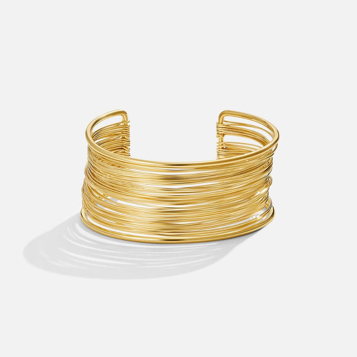 Gold Leona Wide Cuff Bangle