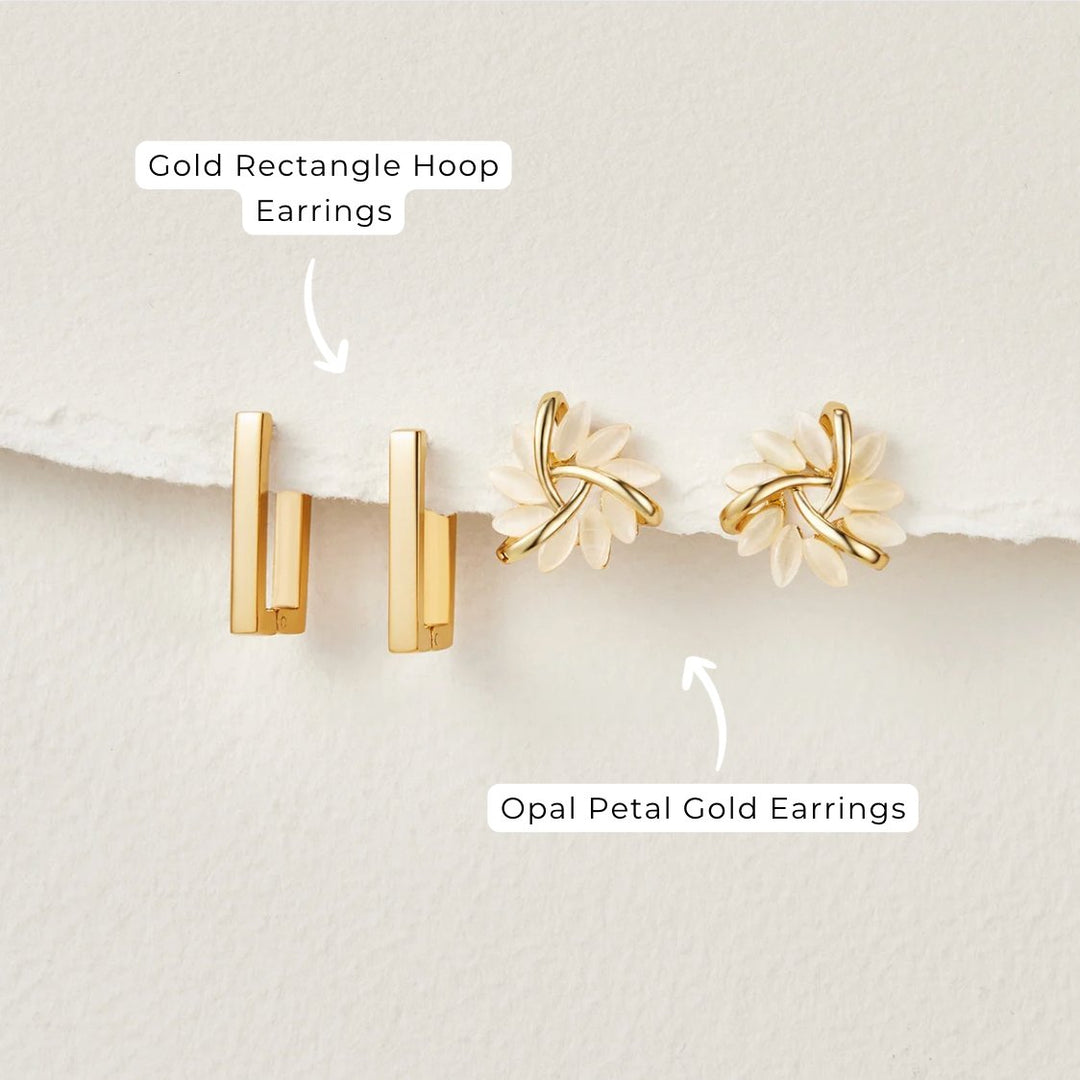 Gold Rectangle Hoop Earrings