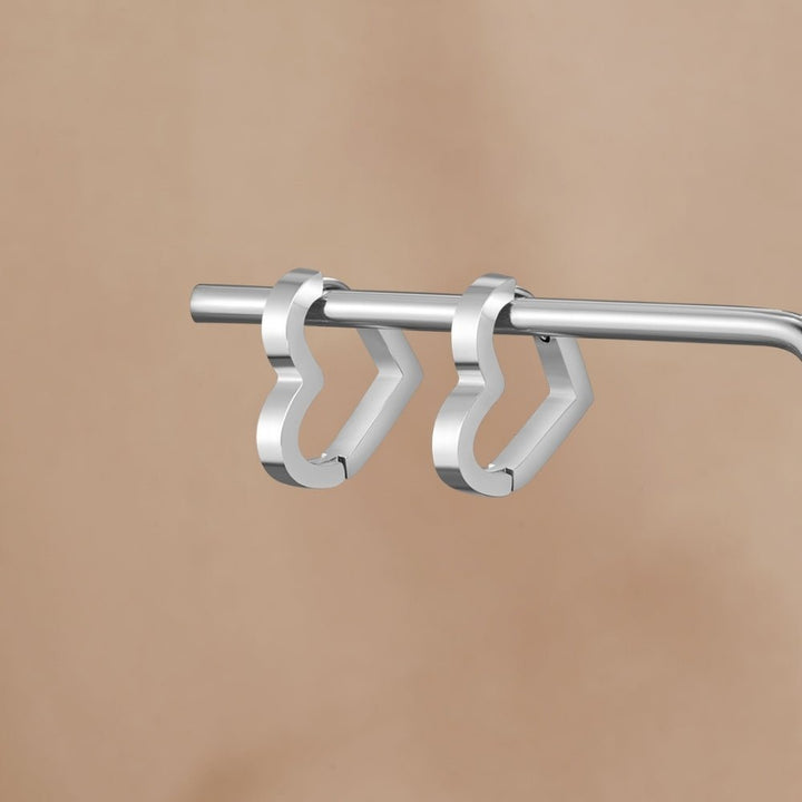 Mary Heart Silver Hoop Earrings